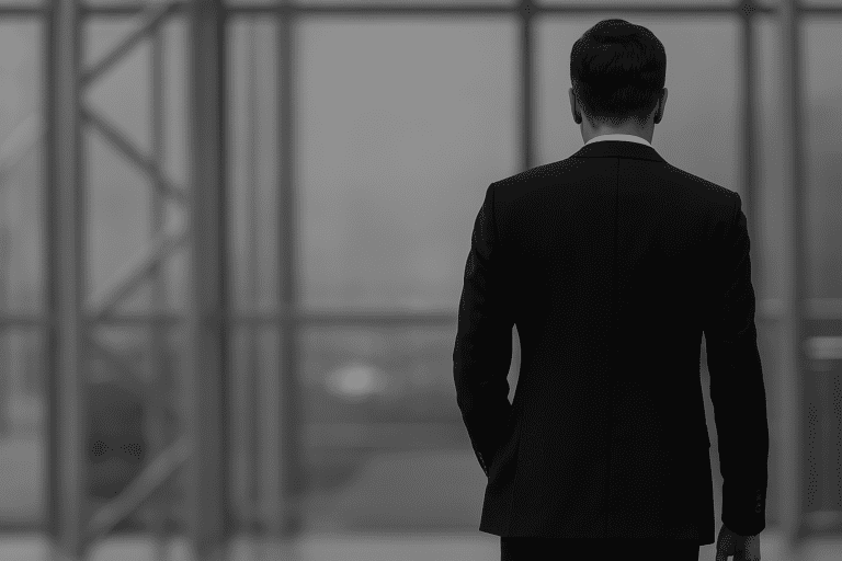 man in a suit looking out a window executive protection sentinel protection solutions